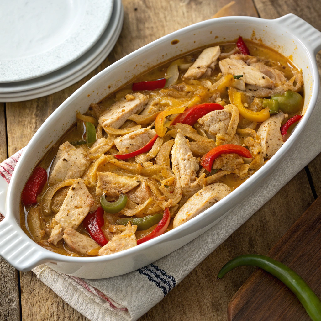 Mississippi chicken dish with shredded chicken in rich butter sauce, pepperoncini peppers, onions, arranged overhead in white ceramic bowl.