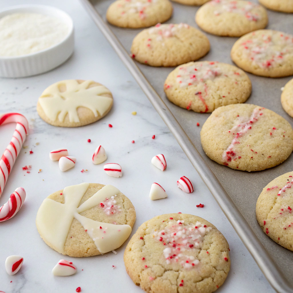 white chocolate peppermint cookies comparison showing proper vs improper spread during baking