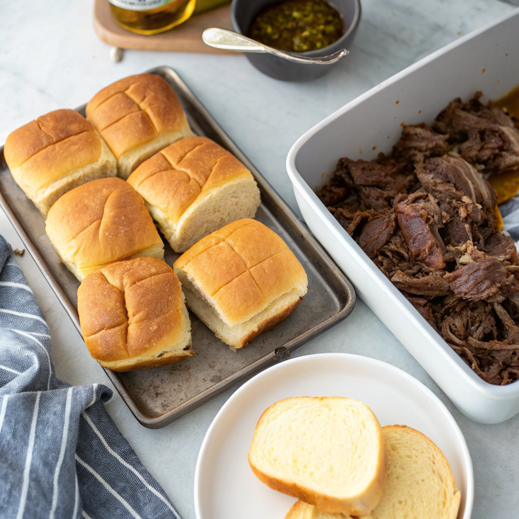 Mississippi pot roast sliders showing properly toasted buns and well-drained meat for perfect moisture balance