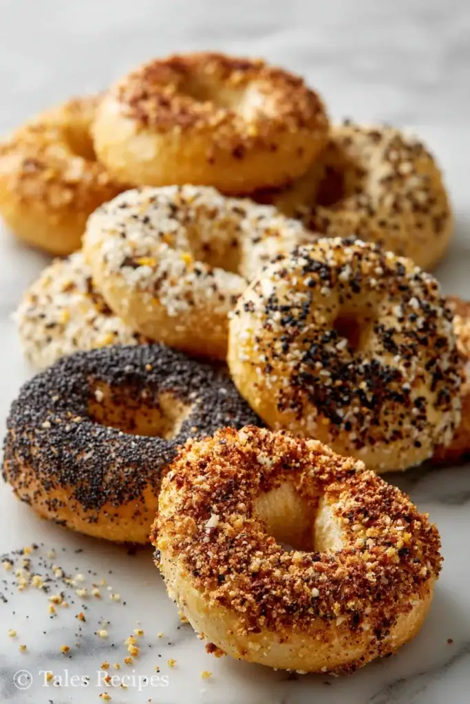 Mini cottage cheese bagels with assorted toppings for creative party presentation