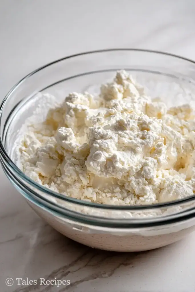 Freshly blended cottage cheese ready for bagels on marble background