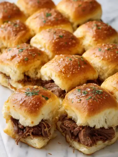 Mississippi pot roast sliders on golden rolls with parsley for a comforting family meal