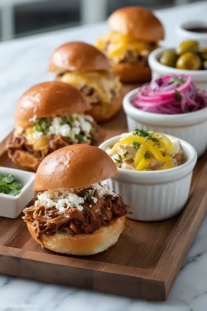 Mississippi pot roast sliders with cheese and pepper variations plus chicken option for family-friendly swaps